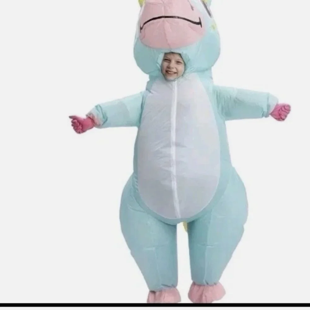 Inflatable unicorn costume Blue size 7 -10 yrs (no box) - Picture 2 of 9